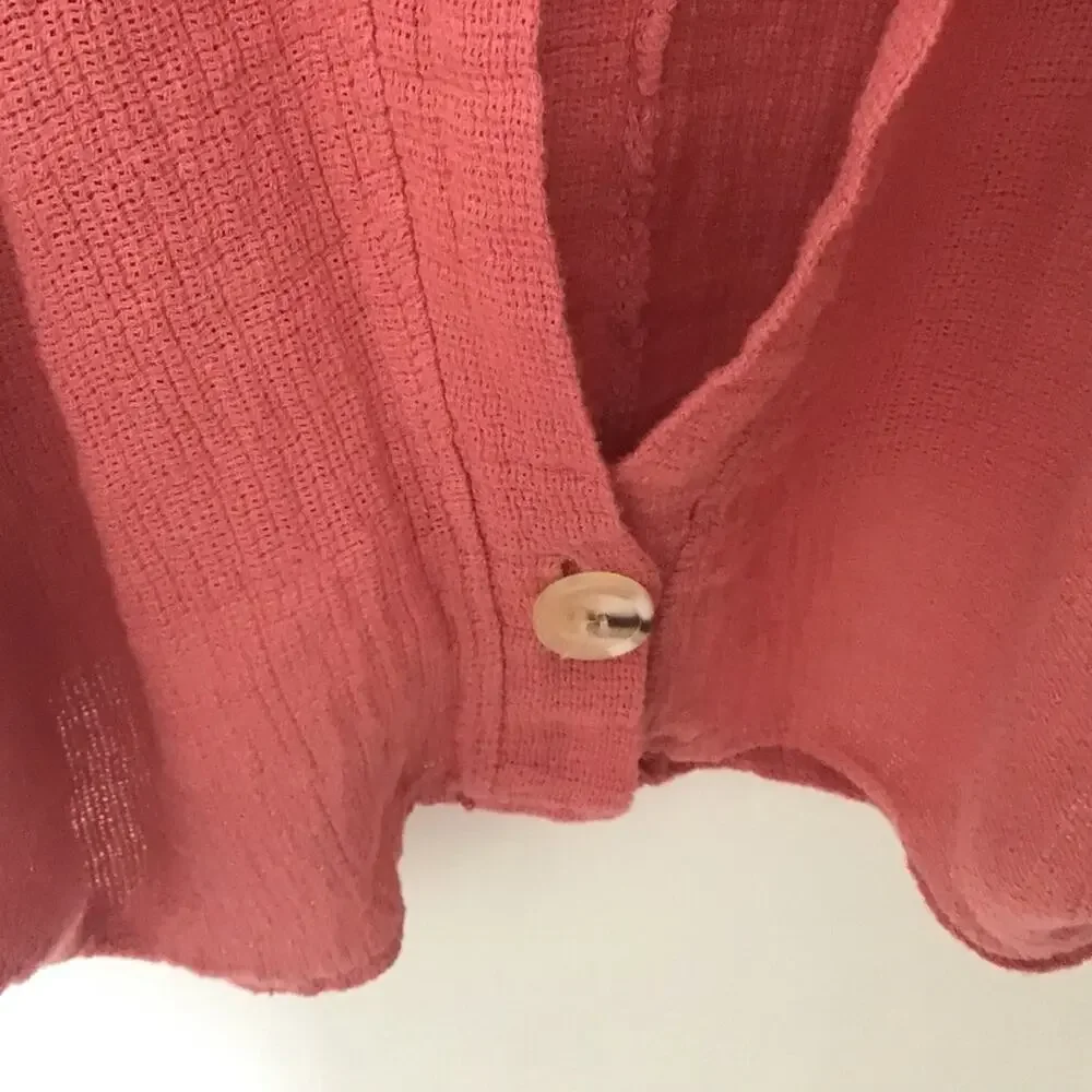Suzy D London Salmon Lagenlook Beachy Selena Jacket Linen Cotton Blend Small